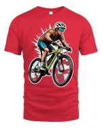 Mountain Bike Rider T-Shirt Cycling Sports Graphic Tee - red t-shirt on white background