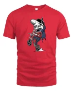 Funny Skeleton BMX Rider T-Shirt Cool Skull Bike Graphic Tee - red t-shirt on white background