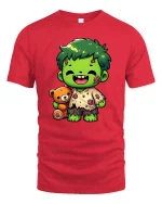 Cute Zombie Kid T-Shirt Funny Halloween Cartoon Graphic Tee - red t-shirt on white background