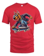 Cool Skateboarding Dog T-Shirt Funny Skater Graphic Tee - red t-shirt on white background