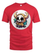 Cute Demon Skull T-Shirt Kawaii Halloween Cartoon Graphic Tee - red t-shirt on white background