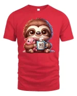 Cute Sloth Coffee T-Shirt Funny No Talking Graphic Tee - red t-shirt on white background