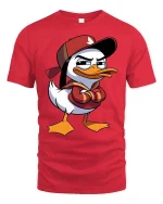Cool Duck Streetwear T-Shirt Funny Cartoon Graphic Tee - red t-shirt on white background