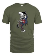 Funny Skeleton BMX Rider T-Shirt Cool Skull Bike Graphic Tee - military green t-shirt on white background