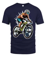 Mountain Bike Rider T-Shirt Cycling Sports Graphic Tee - navy t-shirt on white background