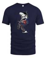 Funny Skeleton BMX Rider T-Shirt Cool Skull Bike Graphic Tee - navy t-shirt on white background