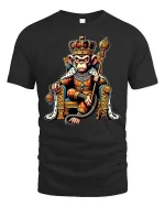 King Monkey Royal Crown Funny Animal Graphic T-Shirt - black t-shirt on white background