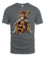 King Monkey Royal Crown Funny Animal Graphic T-Shirt - gray t-shirt on white background