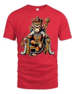 King Monkey Royal Crown Funny Animal Graphic T-Shirt - red t-shirt on white background