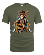 King Monkey Royal Crown Funny Animal Graphic T-Shirt - military green t-shirt on white background