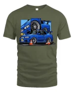 JDM Blue Skyline Sports Car Drift Racing Graphic T-Shirt - military green t-shirt on white background