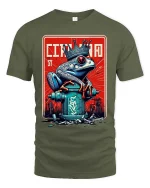 Cincinnati Frog King Urban Graffiti Street Art T-Shirt - military green t-shirt on white background