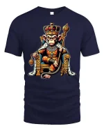 King Monkey Royal Crown Funny Animal Graphic T-Shirt - navy t-shirt on white background