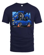 JDM Blue Skyline Sports Car Drift Racing Graphic T-Shirt - navy t-shirt on white background