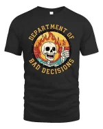Department of Bad Decisions Funny Skeleton Graphic T-Shirt - black t-shirt on white background