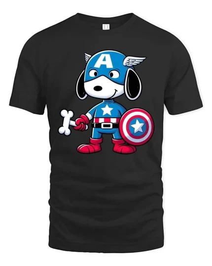 Superhero Dog Cartoon T-Shirt Funny Comic Hero Pup Tee - black t-shirt on white background