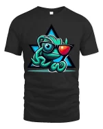 Cool Chameleon Sunglasses T-Shirt Funny Lizard Graphic Tee - black t-shirt on white background