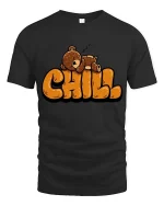 Chill Sleeping Bear T-Shirt Cute Relaxing Mood Graphic Tee - black t-shirt on white background
