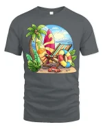 Tropical Beach Vacation T-Shirt Summer Surf Paradise Graphic Tee - gray t-shirt on white background