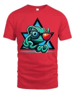 Cool Chameleon Sunglasses T-Shirt Funny Lizard Graphic Tee - red t-shirt on white background