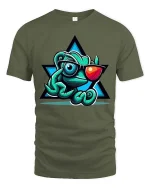 Cool Chameleon Sunglasses T-Shirt Funny Lizard Graphic Tee - military green t-shirt on white background