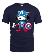 Superhero Dog Cartoon T-Shirt Funny Comic Hero Pup Tee - navy t-shirt on white background