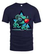 Cool Chameleon Sunglasses T-Shirt Funny Lizard Graphic Tee - navy t-shirt on white background