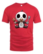 Cute Halloween Skeleton Baby Pumpkin Training T-Shirt Tee - red t-shirt on white background