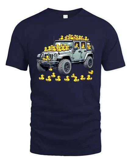 Funny Jeep Rubber Duck Offroad Driver T-Shirt Graphic Tee - navy t-shirt on white background