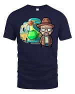 Funny Chemistry RV Cartoon Science Teacher T-Shirt Tee - navy t-shirt on white background