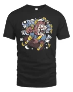 Crazy Monkey Skateboard T-Shirt Funny Skater Graphic Tee - black t-shirt on white background