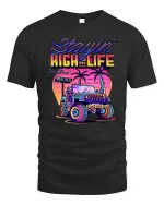 Retro Jeep Sunset T-Shirt Vintage Beach Offroad Graphic Tee - black t-shirt on white background