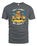 Don’t Worry Be Happy Pineapple T-Shirt Funny Summer Tee - gray t-shirt on white background