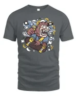Crazy Monkey Skateboard T-Shirt Funny Skater Graphic Tee - gray t-shirt on white background