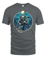 Vintage Deep Sea Diver T-Shirt Underwater Ocean Graphic Tee - gray t-shirt on white background