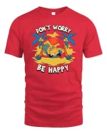 Don’t Worry Be Happy Pineapple T-Shirt Funny Summer Tee - red t-shirt on white background