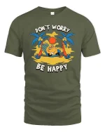 Don’t Worry Be Happy Pineapple T-Shirt Funny Summer Tee - military green t-shirt on white background