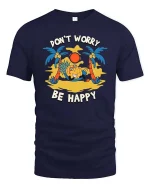 Don’t Worry Be Happy Pineapple T-Shirt Funny Summer Tee - navy t-shirt on white background