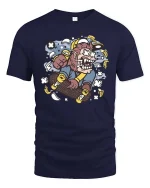 Crazy Monkey Skateboard T-Shirt Funny Skater Graphic Tee - navy t-shirt on white background
