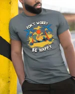 Don’t Worry Be Happy Pineapple T-Shirt Funny Summer Tee - model wearing grey tee, leaning on column
