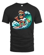 Cool Surfer T-Shirt Wave Riding Surfing Graphic Tee - black t-shirt on white background