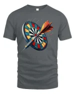 Dartboard Bullseye T-Shirt Precision Darts Player Graphic - gray t-shirt on white background
