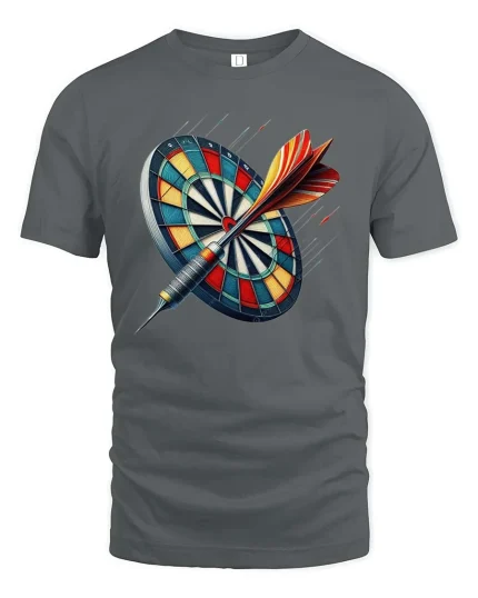 Dartboard Bullseye T-Shirt Precision Darts Player Graphic - gray t-shirt on white background