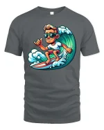 Cool Surfer T-Shirt Wave Riding Surfing Graphic Tee - gray t-shirt on white background