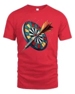 Dartboard Bullseye T-Shirt Precision Darts Player Graphic - red t-shirt on white background