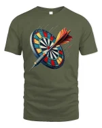 Dartboard Bullseye T-Shirt Precision Darts Player Graphic - military green t-shirt on white background