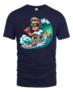 Cool Surfer T-Shirt Wave Riding Surfing Graphic Tee - navy t-shirt on white background