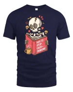 Funny Overthinking Skeleton T-Shirt Dark Humor Graphic Tee - navy t-shirt on white background