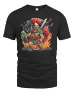 Roman Gladiator Warrior T-Shirt Epic Battle Graphic Tee - black t-shirt on white background