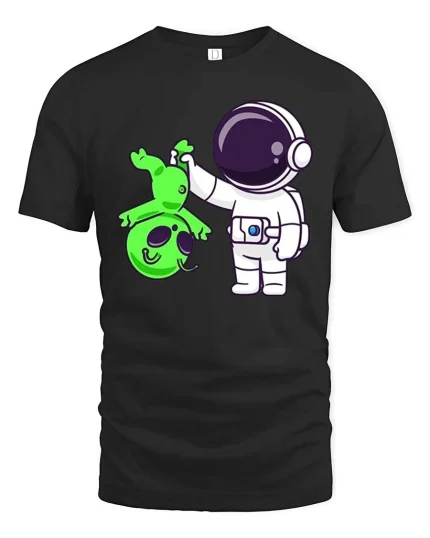 Funny Astronaut Alien T-Shirt Space Humor Graphic Tee - black t-shirt on white background